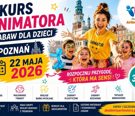 Kurs animatora zabaw dla dzieci Poznań 22 maja 2026 Akademia Animatora szkolenie