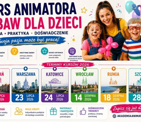 Terminy Kursu Animatora Zabaw dla Dzieci wakacje 2026 – 6 miast Akademii Animatora®
