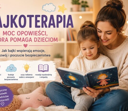 Czym jest bajkoterapia i dlaczego pomaga dzieciom? Bajkoterapia – mama czyta dziecku bajkę terapeutyczną wspierającą rozwój emocjonalny, wyobraźnię i poczucie bezpieczeństwa.