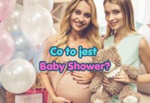 Co to jest Baby Shower - przyszła mama z przyjaciółką na przyjęciu wśród balonów