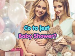 Co to Baby Shower? Co to jest Baby Shower - przyszła mama z przyjaciółką na przyjęciu wśród balonów