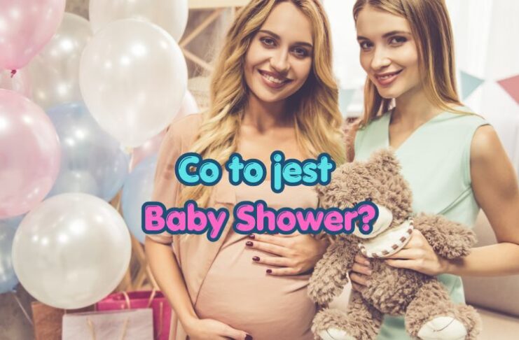 Co to jest Baby Shower - przyszła mama z przyjaciółką na przyjęciu wśród balonów