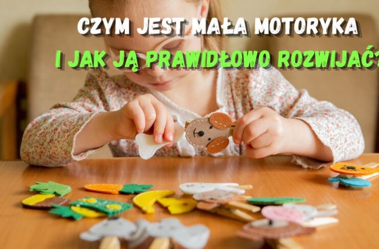Mała dziewczynka bawi się filcowymi zwierzątkami na spinaczach, ćwicząc małą motorykę i sprawność manualną dłoni