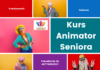 Praca jako Animator Seniora – poszerz ofertę o nową grupę i rozwijaj się! Kolorowy kolaż zdjęć seniorów w energicznych stylizacjach – grafika promująca kurs online Animator Seniora na KursAnimatora.pl